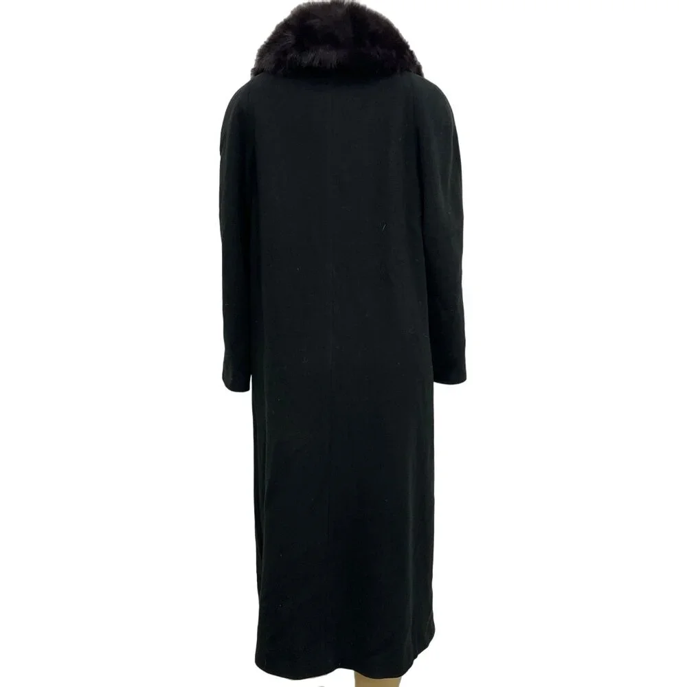 J Percy for Marvin Richards Lord & Taylor Black Faux Fur Long Coat Jacket - Picture 2 of 10